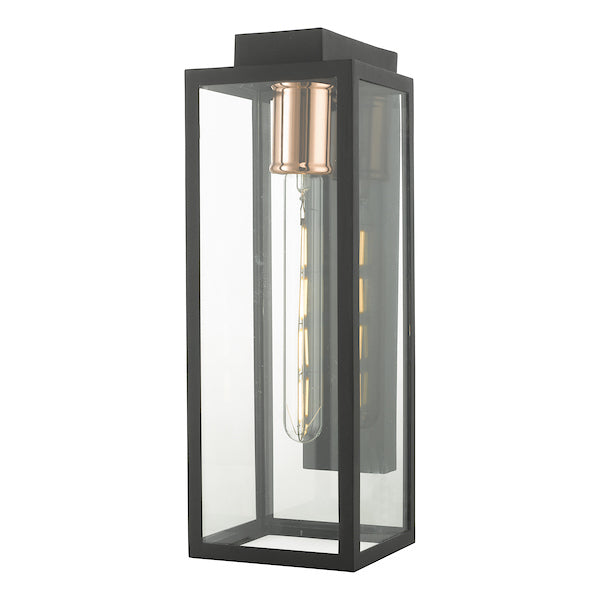 Dar Naxos Outdoor Wall Light Black Glass IP43 – from Amos Lighting + Home