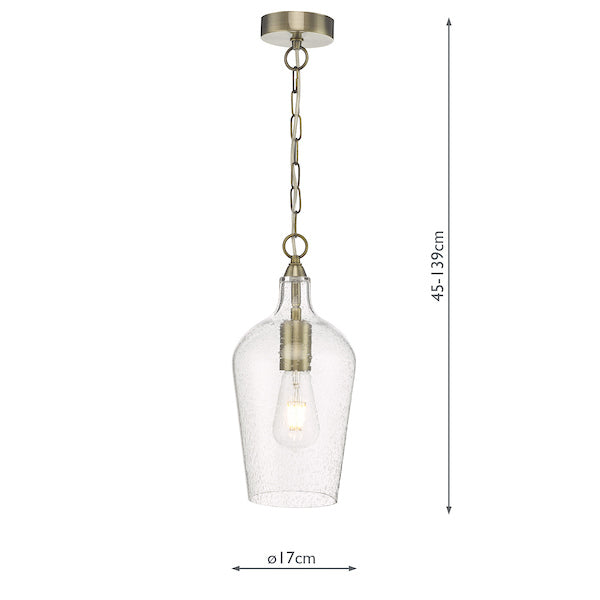 Dar Nida Pendant Antique Brass Glass – from Amos Lighting + Home