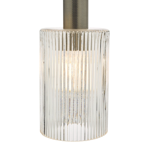 Dar Nikolas Antique Chrome Pendant Ribbed Cylinder Glass – from Amos Lighting + Home