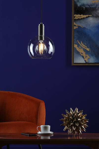 Dar Nikolas Antique Chrome Pendant Round Glass – from Amos Lighting + Home
