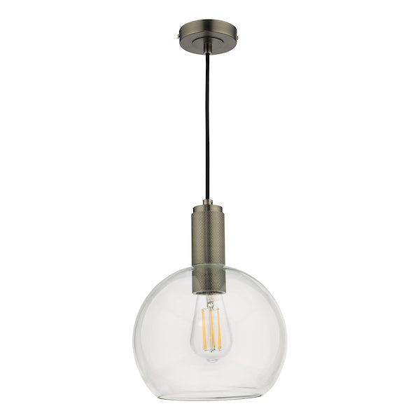 Dar Nikolas Antique Chrome Pendant Round Glass – from Amos Lighting + Home