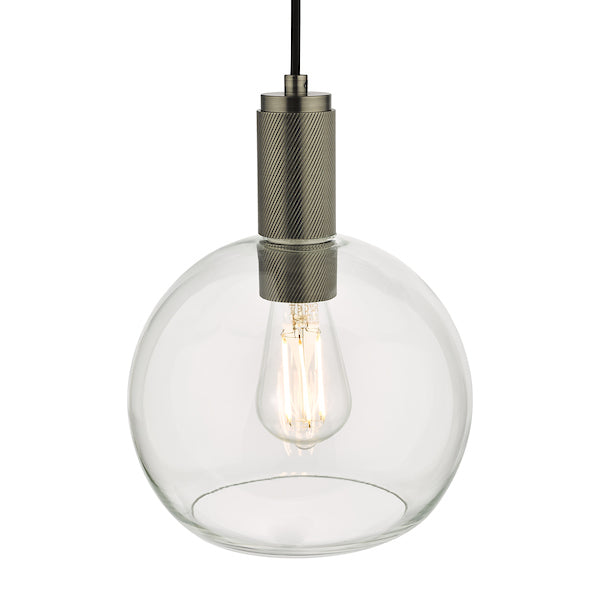 Dar Nikolas Antique Chrome Pendant Round Glass – from Amos Lighting + Home