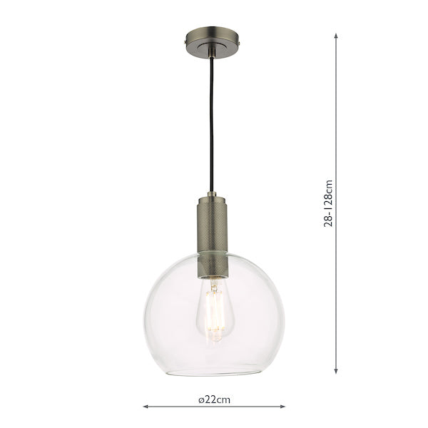 Dar Nikolas Antique Chrome Pendant Round Glass – from Amos Lighting + Home