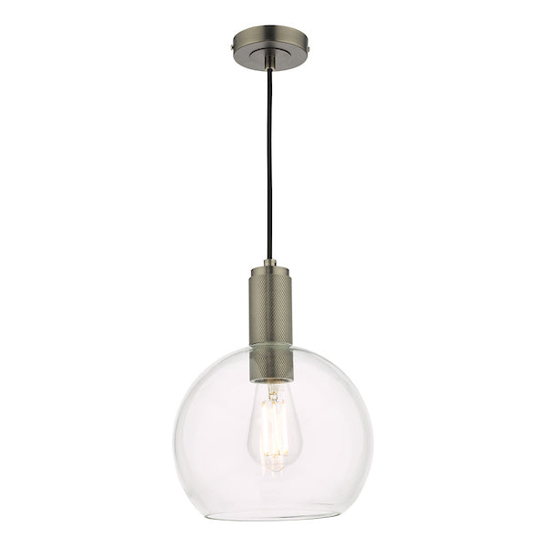Dar Nikolas Antique Chrome Pendant Round Glass – from Amos Lighting + Home