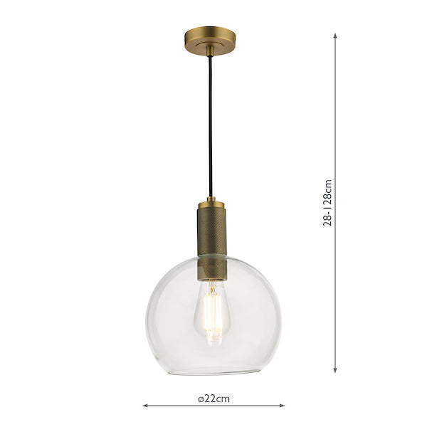 Dar Nikolas Solid Brass Pendant Round Glass – from Amos Lighting + Home
