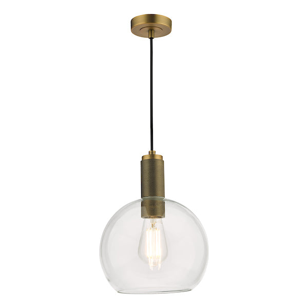 Dar Nikolas Solid Brass Pendant Round Glass – from Amos Lighting + Home