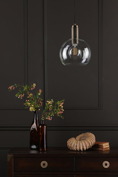 Dar Nikolas Solid Brass Pendant Round Glass – from Amos Lighting + Home