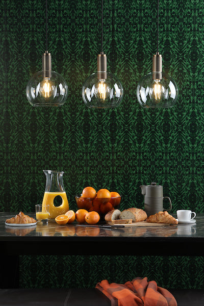 Dar Nikolas Solid Brass Pendant Round Glass – from Amos Lighting + Home