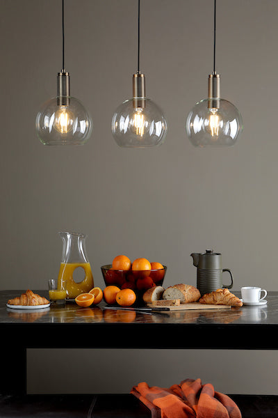 Dar Nikolas Solid Brass Pendant Round Glass – from Amos Lighting + Home