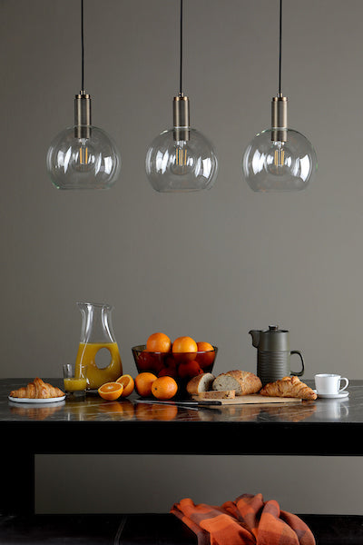 Dar Nikolas Solid Brass Pendant Round Glass – from Amos Lighting + Home