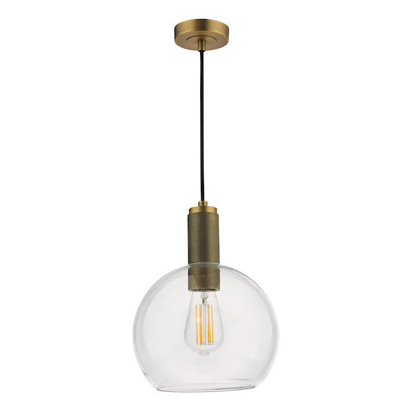 Dar Nikolas Solid Brass Pendant Round Glass – from Amos Lighting + Home