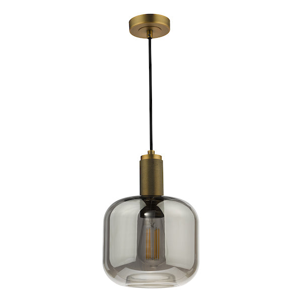 Dar Nikolas Solid Brass Pendant Smoked Glass – from Amos Lighting + Home
