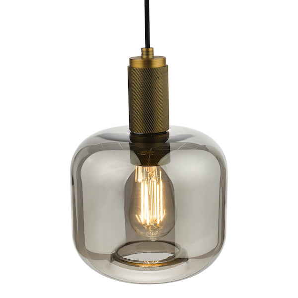 Dar Nikolas Solid Brass Pendant Smoked Glass – from Amos Lighting + Home