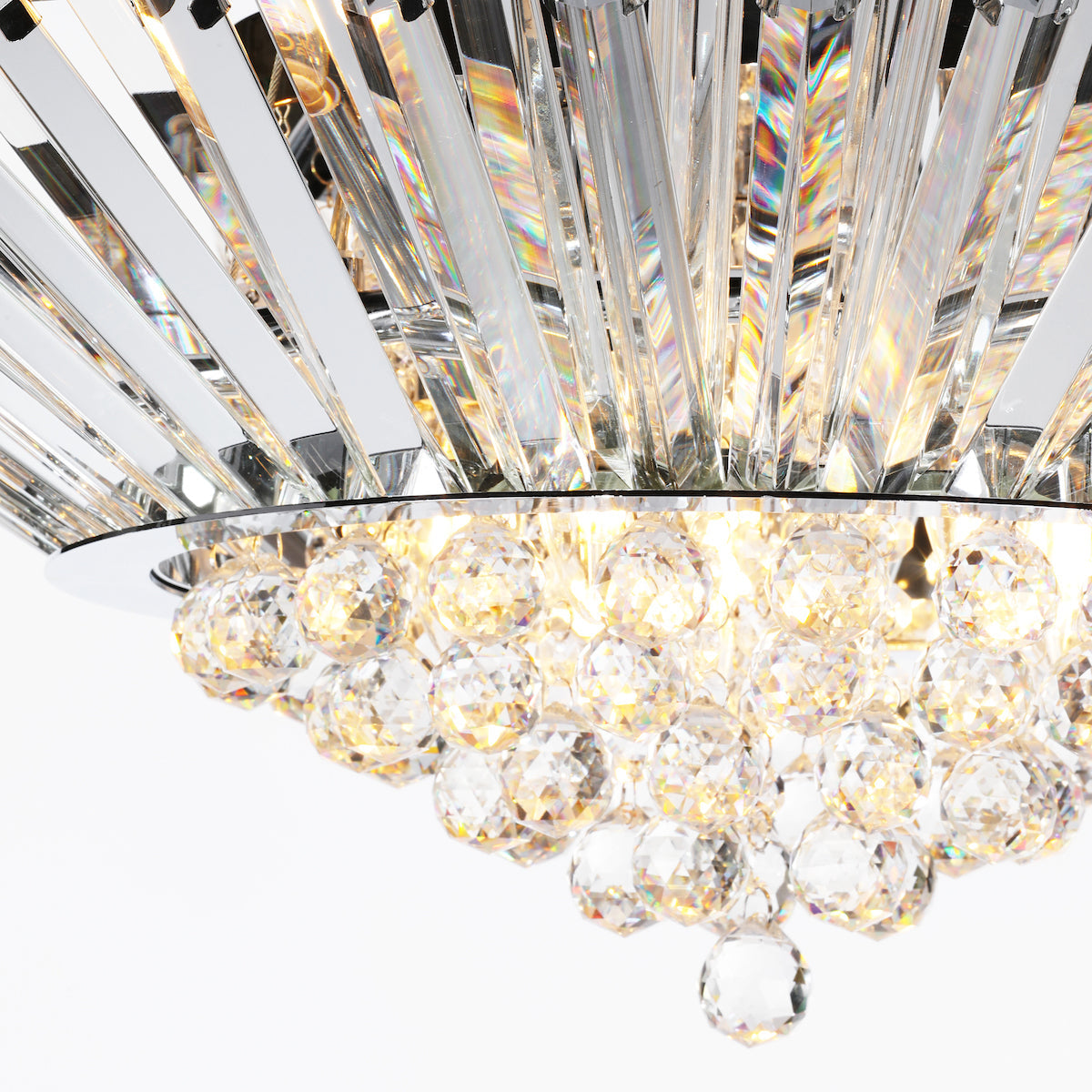 Dar Nimbus 9 Light Chandelier Crystal and Polished Chrome – from Amos Lighting + Home