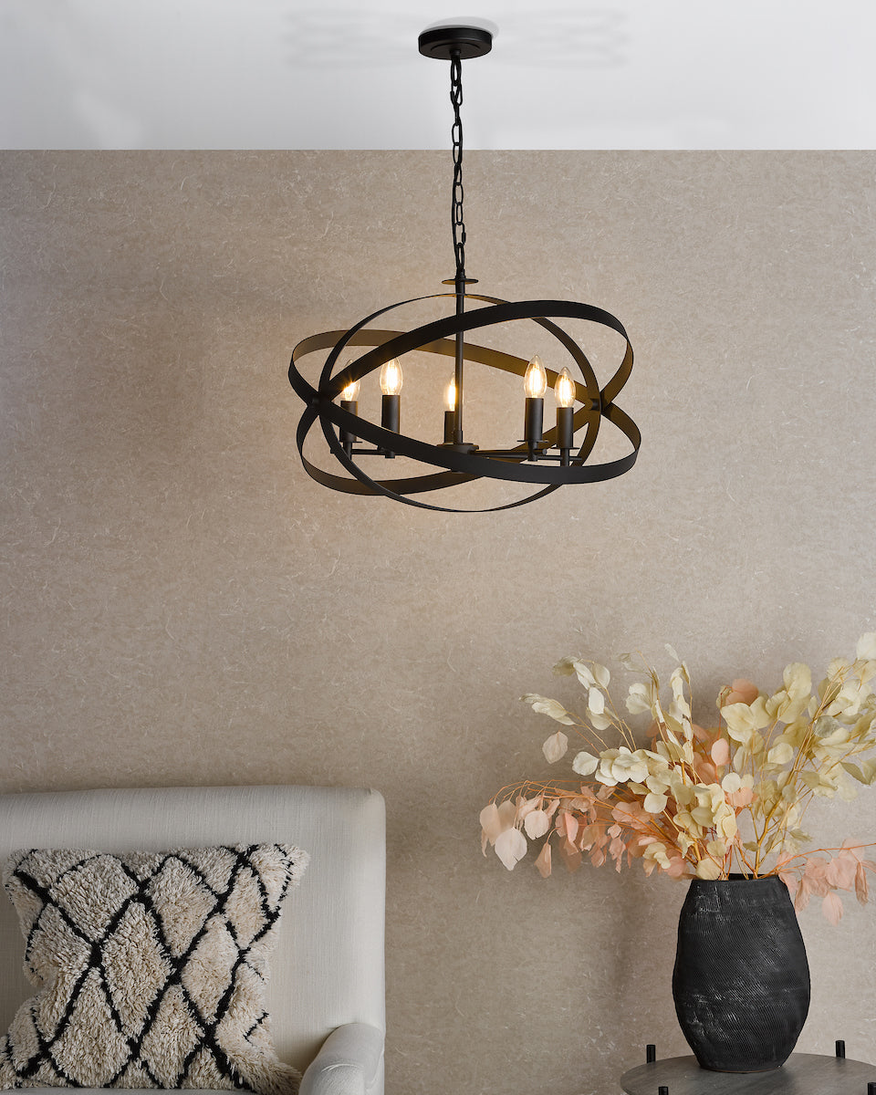Dar Nitya 5 Light Pendant Matt Black – from Amos Lighting + Home