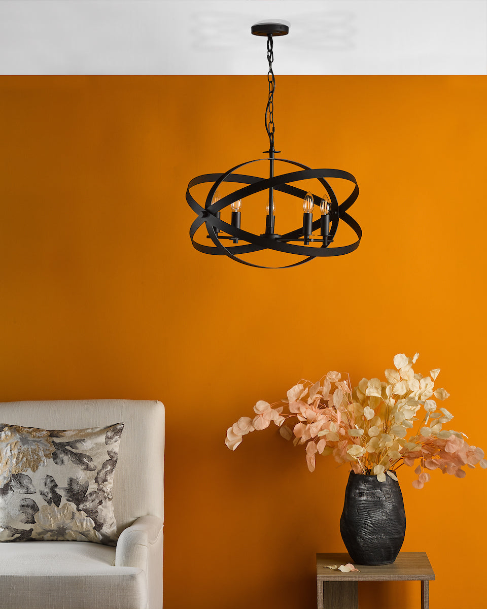 Dar Nitya 5 Light Pendant Matt Black – from Amos Lighting + Home