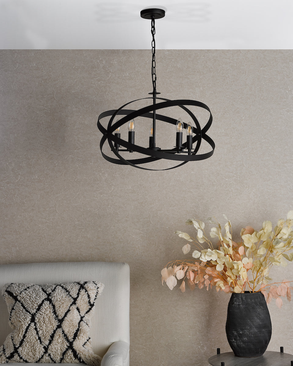 Dar Nitya 5 Light Pendant Matt Black – from Amos Lighting + Home