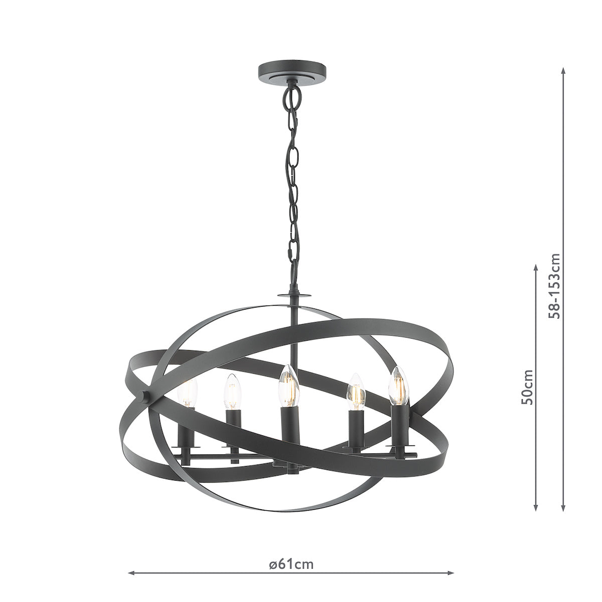 Dar Nitya 5 Light Pendant Matt Black – from Amos Lighting + Home