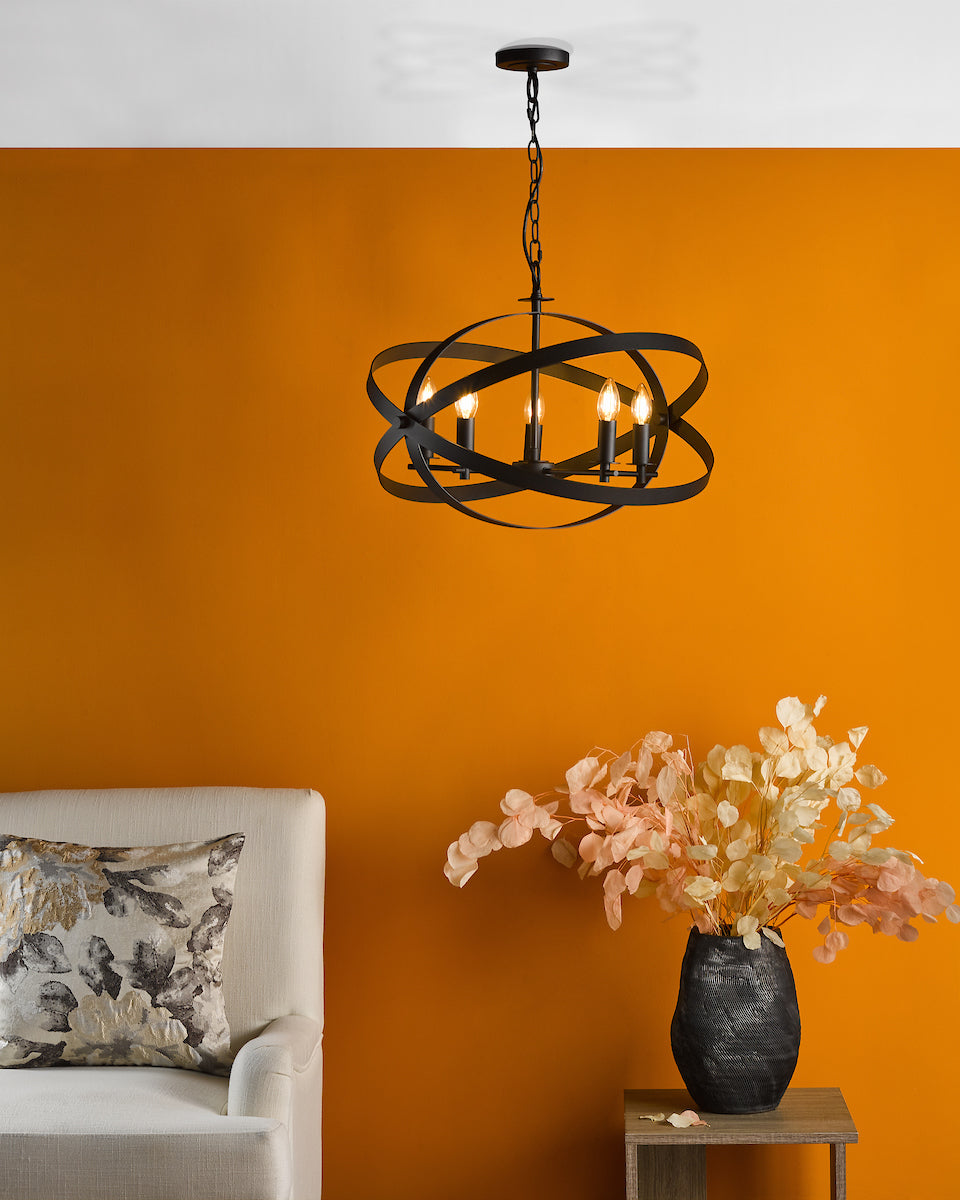 Dar Nitya 5 Light Pendant Matt Black – from Amos Lighting + Home