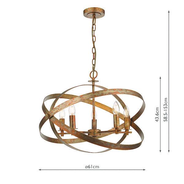 Dar Nitya 5lt Pendant Chandelier Oxidised Copper – from Amos Lighting + Home