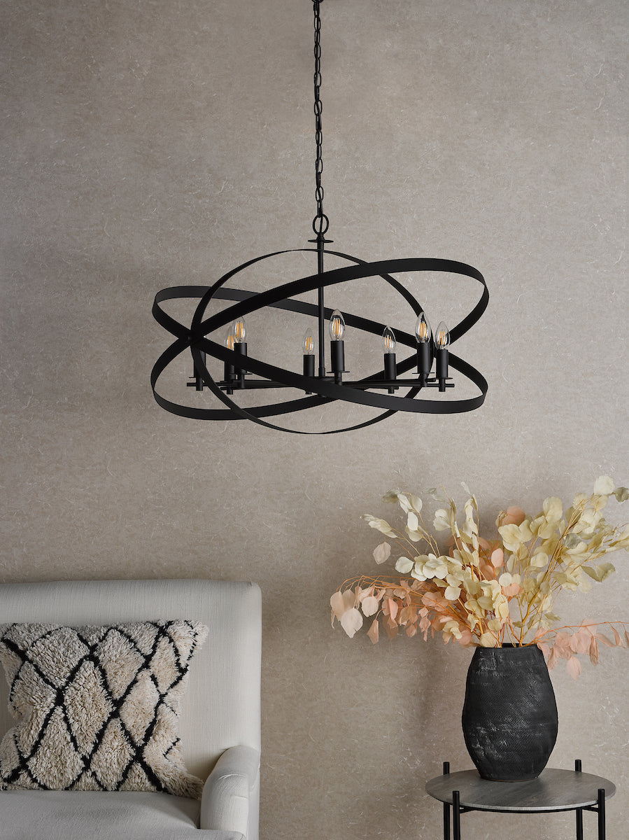 Dar Nitya 8 Light Pendant Matt Black – from Amos Lighting + Home