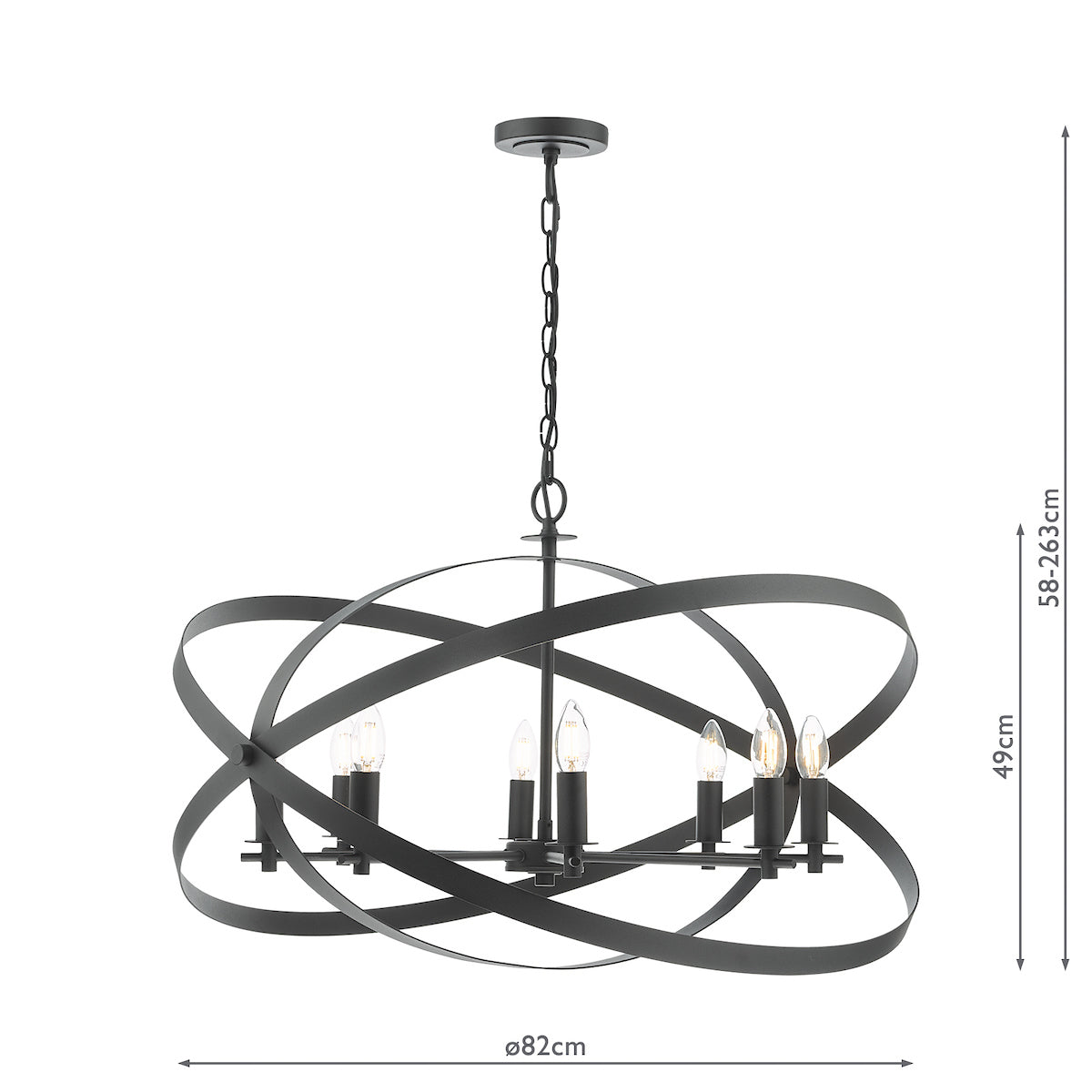 Dar Nitya 8 Light Pendant Matt Black – from Amos Lighting + Home