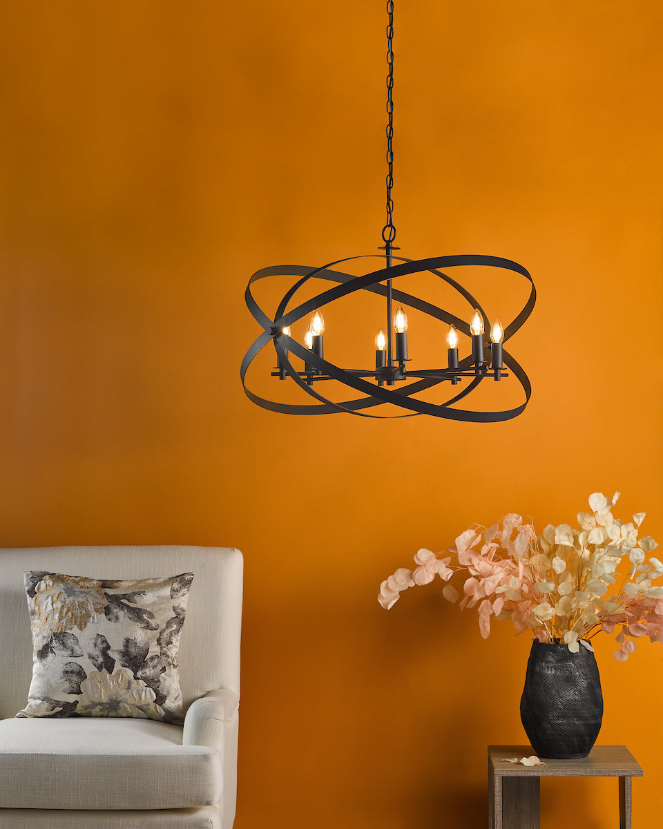 Dar Nitya 8 Light Pendant Matt Black – from Amos Lighting + Home