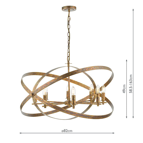 Dar Nitya 8lt Pendant Chandelier Oxidised Copper – from Amos Lighting + Home