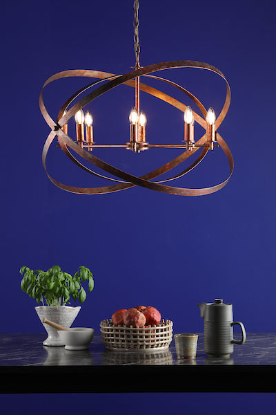 Dar Nitya 8lt Pendant Chandelier Oxidised Copper – from Amos Lighting + Home