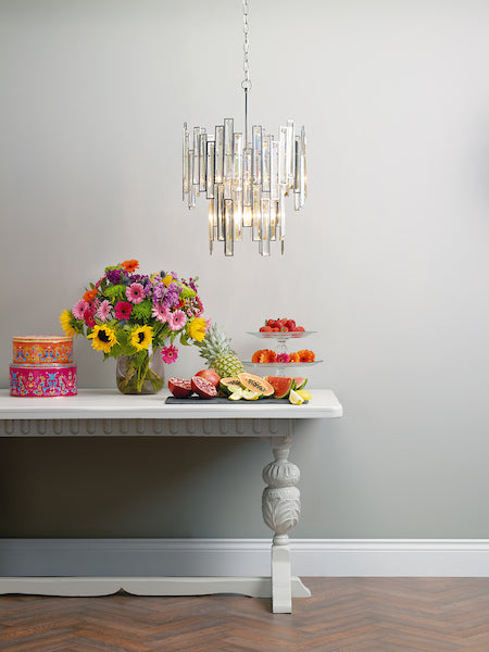 Dar Odile 6 Light Pendant Chandelier Champagne Crystal – from Amos Lighting + Home