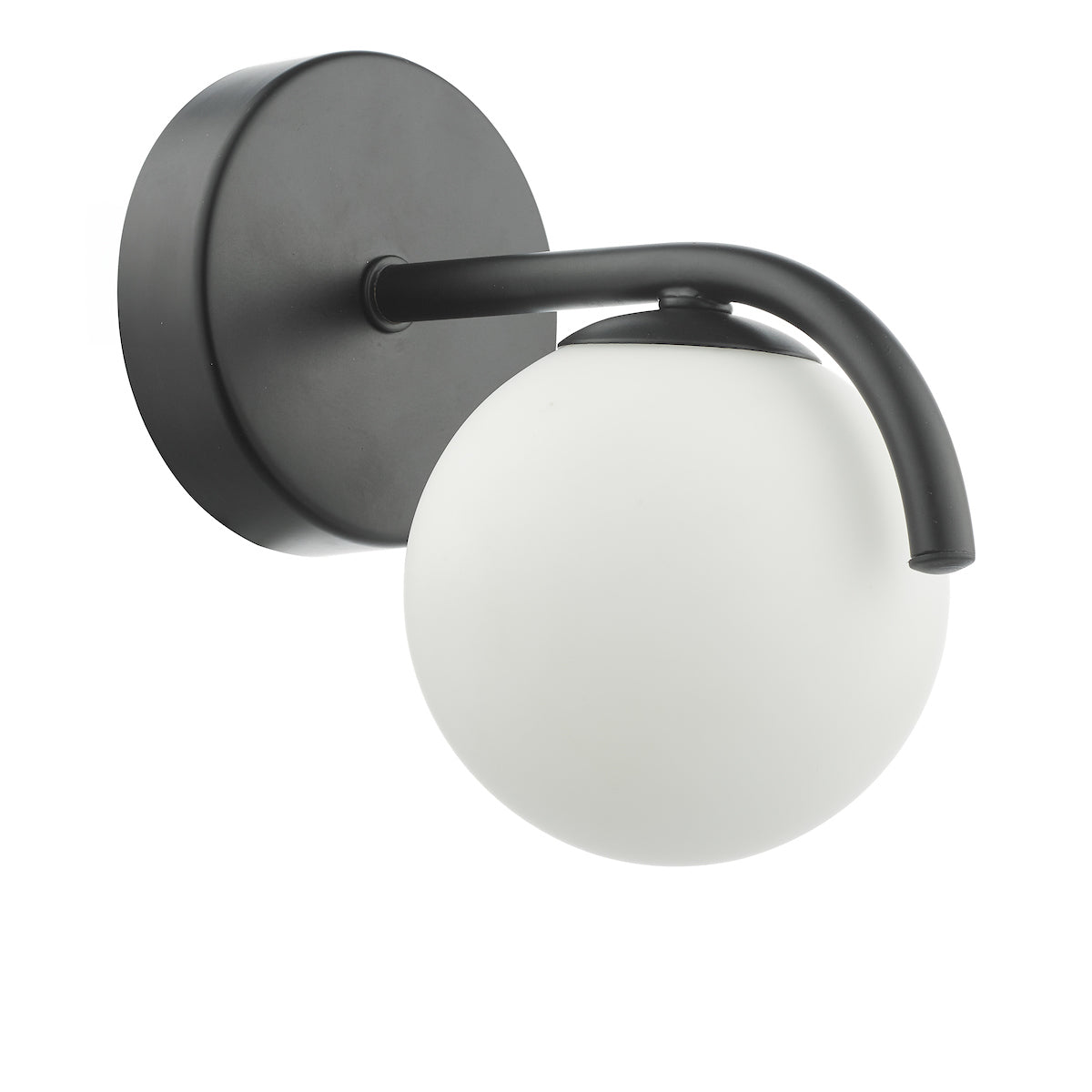 Dar Orlena Wall Light Matt Black and Opal Glass – from Amos Lighting + Home