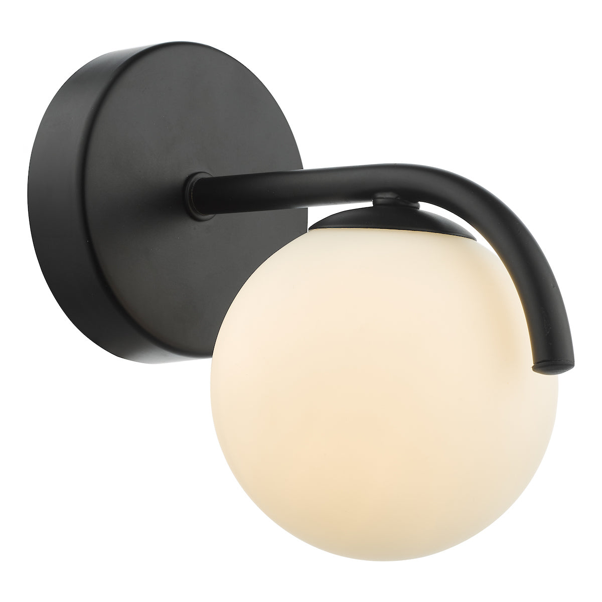 Dar Orlena Wall Light Matt Black and Opal Glass – from Amos Lighting + Home