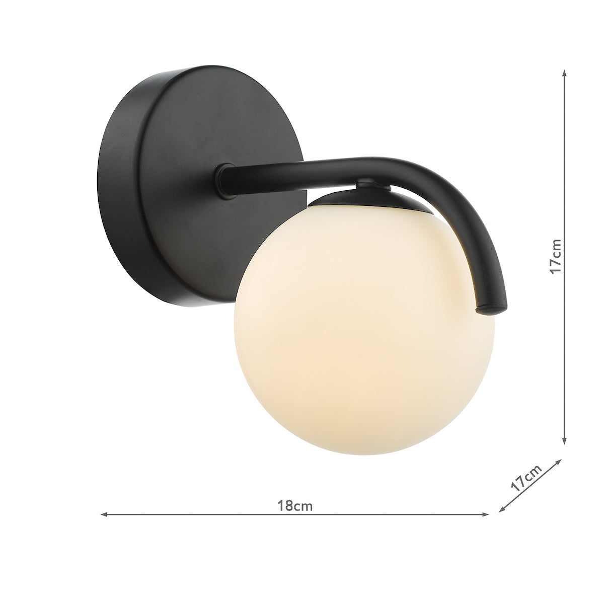 Dar Orlena Wall Light Matt Black and Opal Glass – from Amos Lighting + Home