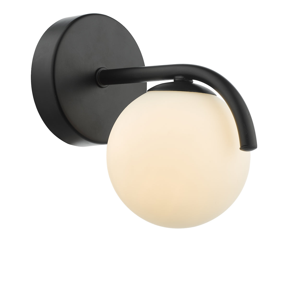 Dar Orlena Wall Light Matt Black and Opal Glass – from Amos Lighting + Home