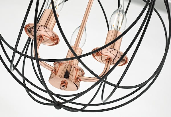 Dar Phoenix 3 Light Pendant Black & Copper – from Amos Lighting + Home
