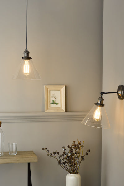 Dar Ray 1 Light Single Pendant Antique Nickel Clear Glass – from Amos Lighting + Home