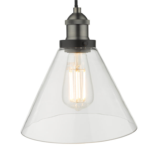 Dar Ray 1 Light Single Pendant Antique Nickel Clear Glass – from Amos Lighting + Home