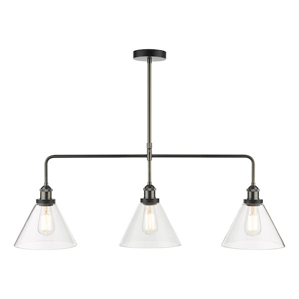 Dar Ray 3 Light Bar Pendant Antique Nickel Clear Glass – from Amos Lighting + Home