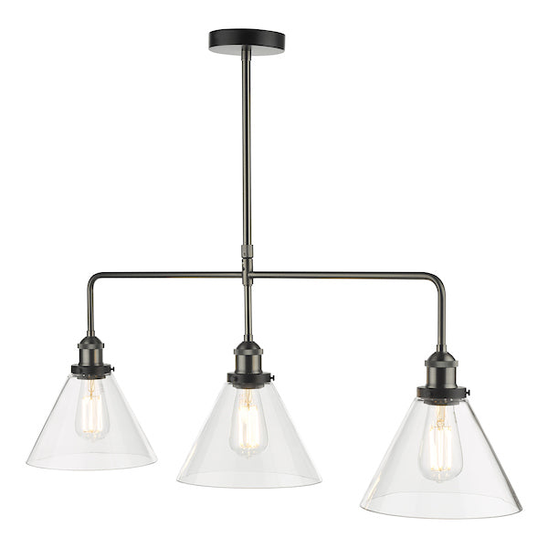 Dar Ray 3 Light Bar Pendant Antique Nickel Clear Glass – from Amos Lighting + Home