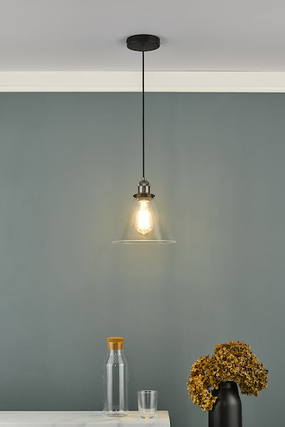 Dar Ray Pendant Antique Brass Clear Glass – from Amos Lighting + Home