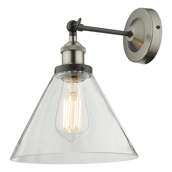 Dar Ray Single Wall Light Antique Nickel Clear Glass – from Amos Lighting + Home