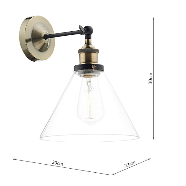 Dar Ray Wall Light Antique Brass and Clear Glass – from Amos Lighting + Home