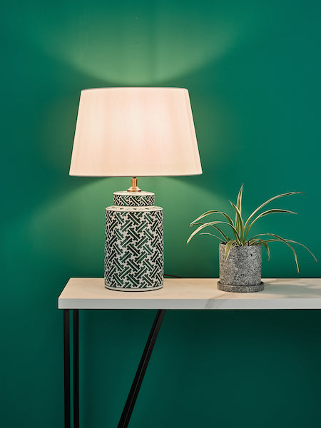 Dar Reese Ceramic Table Lamp Base Green & Blue Print – from Amos Lighting + Home