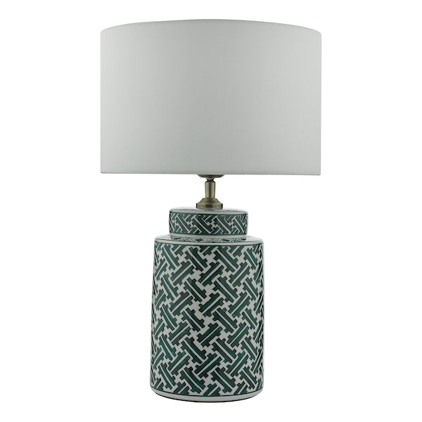 Dar Reese Ceramic Table Lamp Base Green & Blue Print – from Amos Lighting + Home