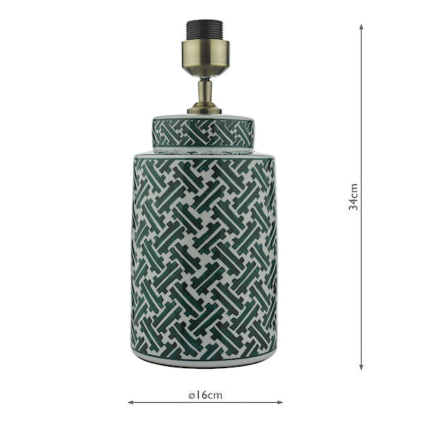 Dar Reese Ceramic Table Lamp Base Green & Blue Print – from Amos Lighting + Home