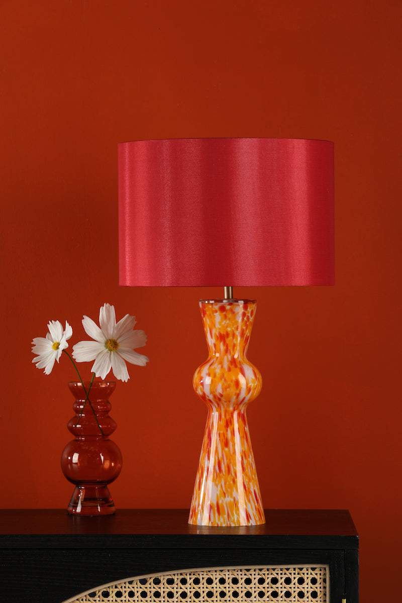 Dar Rheneas Table Lamp Red Glass With Shade – from Amos Lighting + Home