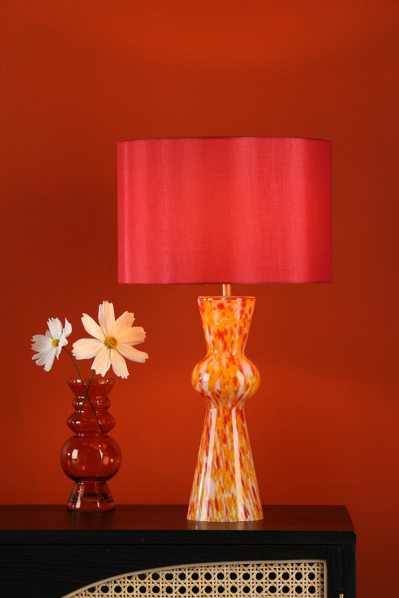 Dar Rheneas Table Lamp Red Glass With Shade – from Amos Lighting + Home