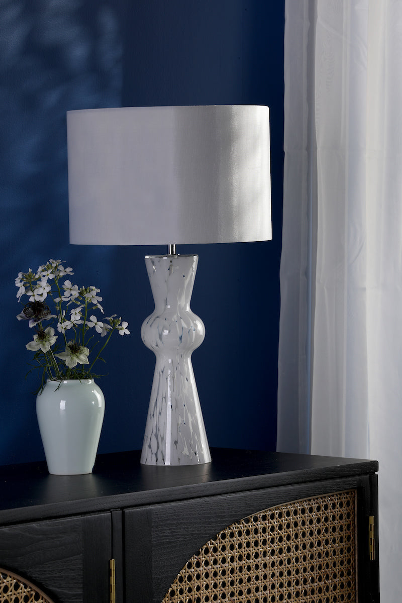 Dar Rheneas Table Lamp White Glass With Shade – from Amos Lighting + Home