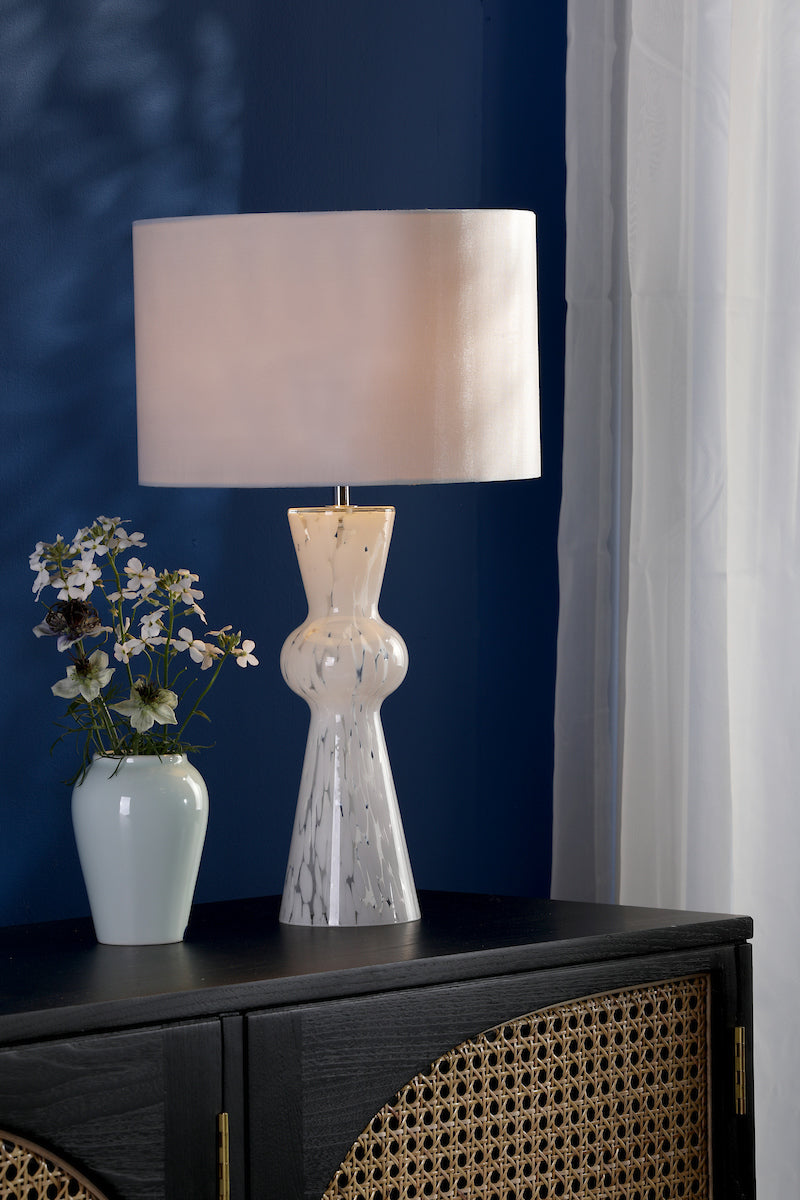 Dar Rheneas Table Lamp White Glass With Shade – from Amos Lighting + Home