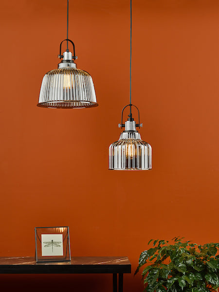 Dar Rhode Single Large Pendant Polished Chrome Smoked Glass – from Amos Lighting + Home